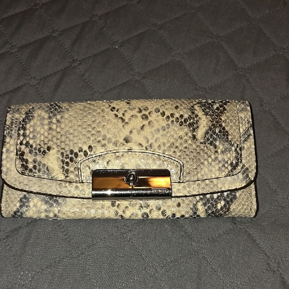Elegant Snake Print Clutch Coach